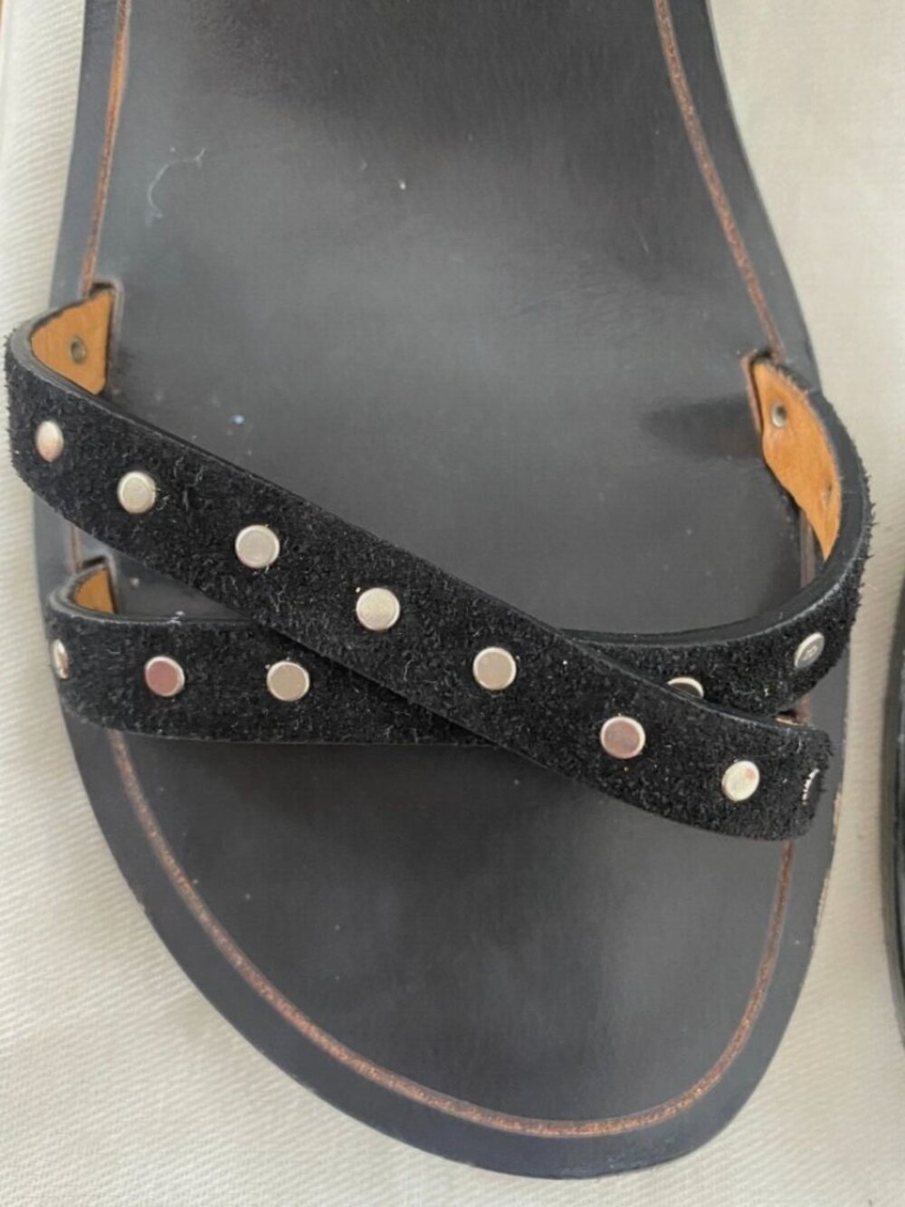 ISABEL MARANT - Black Studded Suede Sandals - Size EU38 - Picture 6 of 13